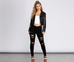 Living On The Edge Faux Leather Moto Jacket