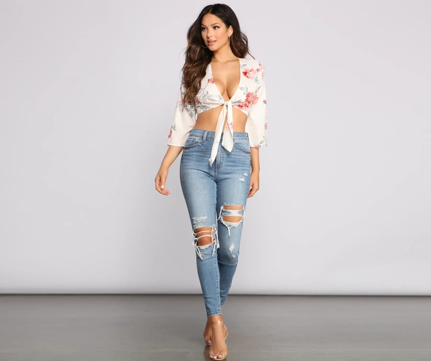 Boho Beauty Floral Tie Front Top
