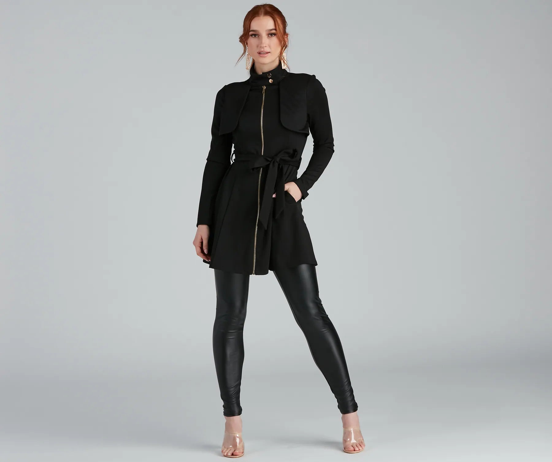 Majorly Chic Belted Trench Dress