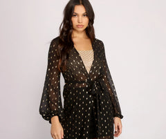 Foiled and Fab Tie Waist Chiffon Duster