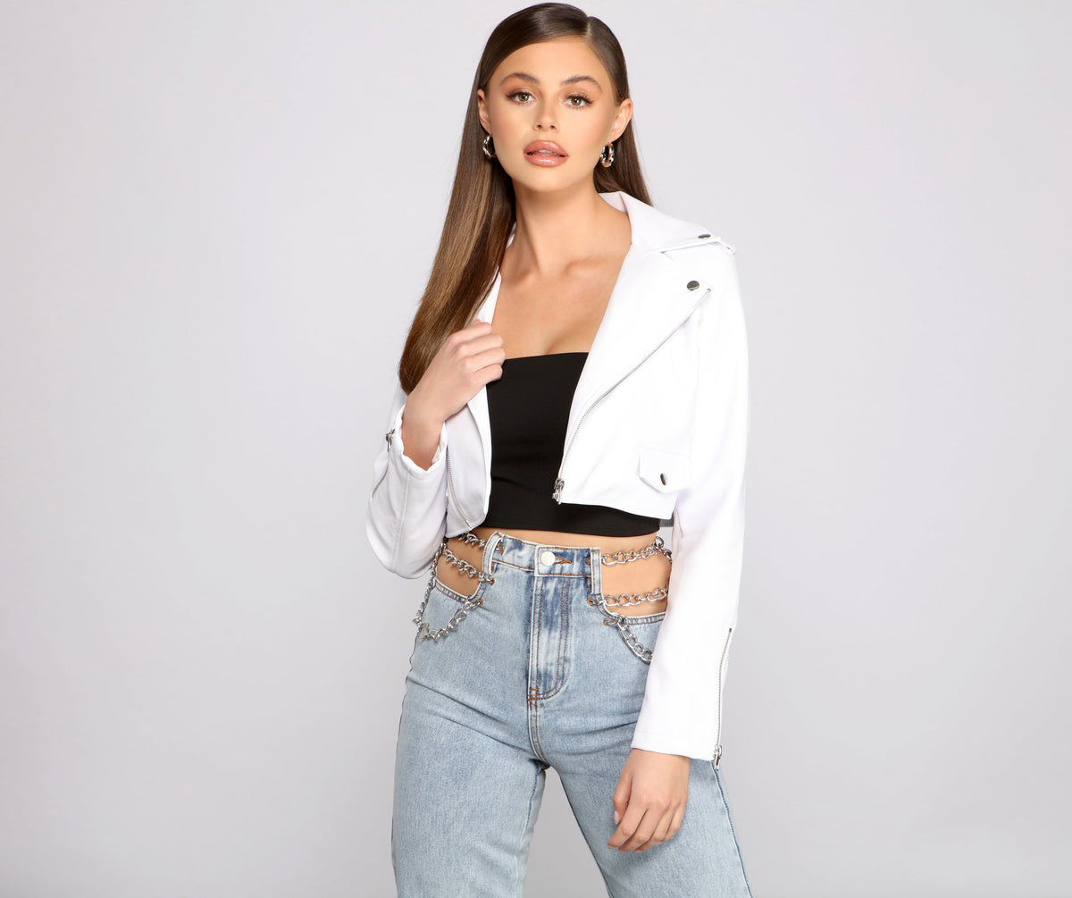 Edgy Chic Faux Leather Moto Jacket