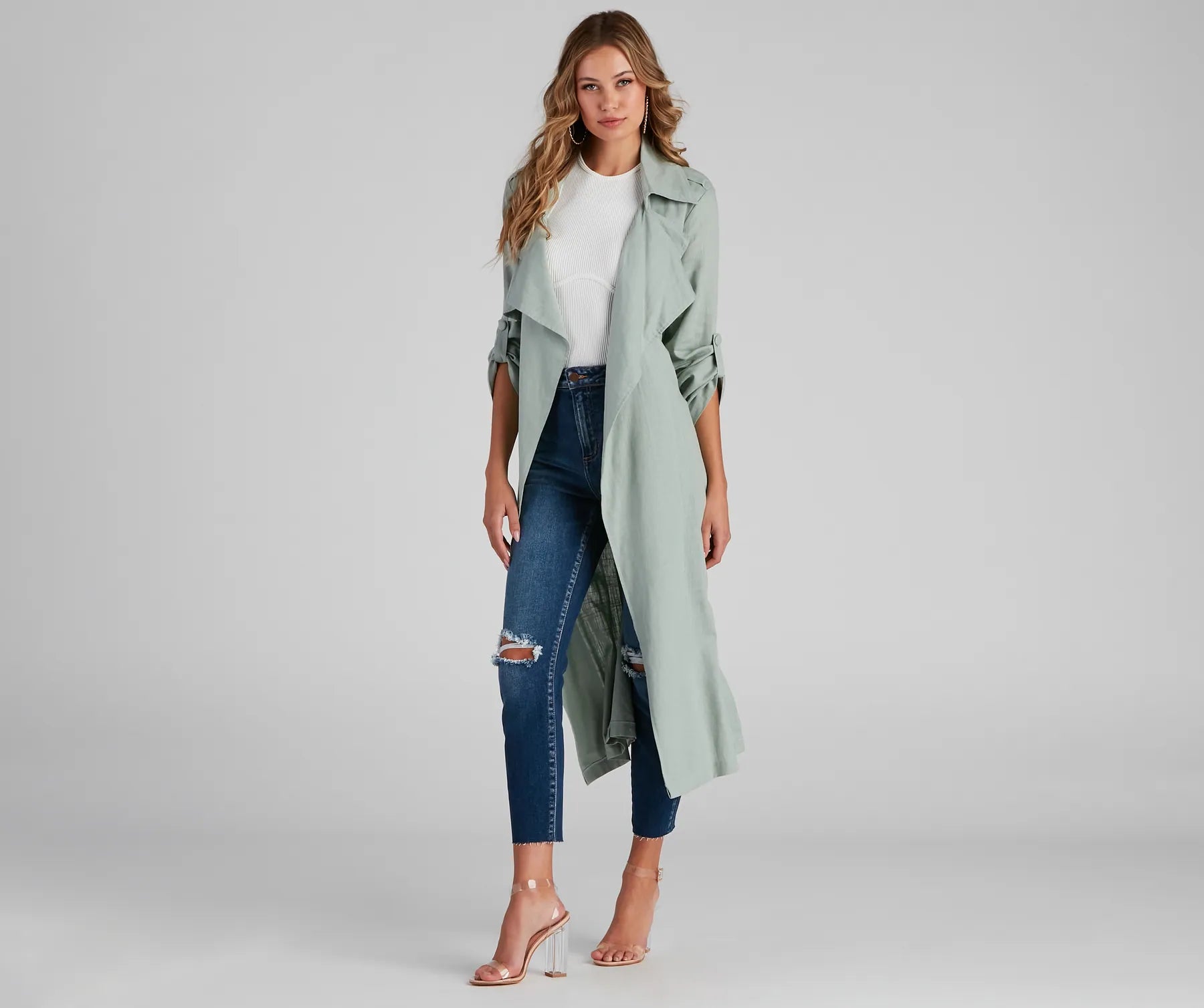 Shift In Season Linen Belted Trench