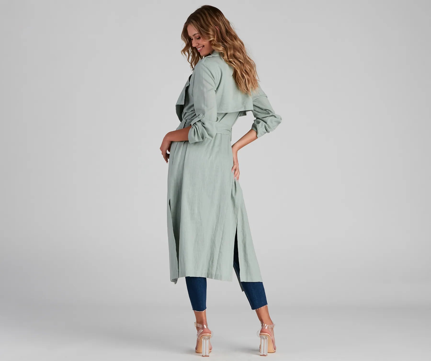Shift In Season Linen Belted Trench