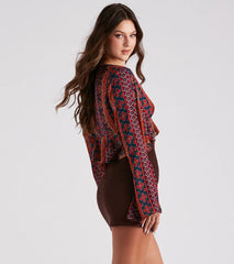 Boho Beauty Tie-Front Crop Top