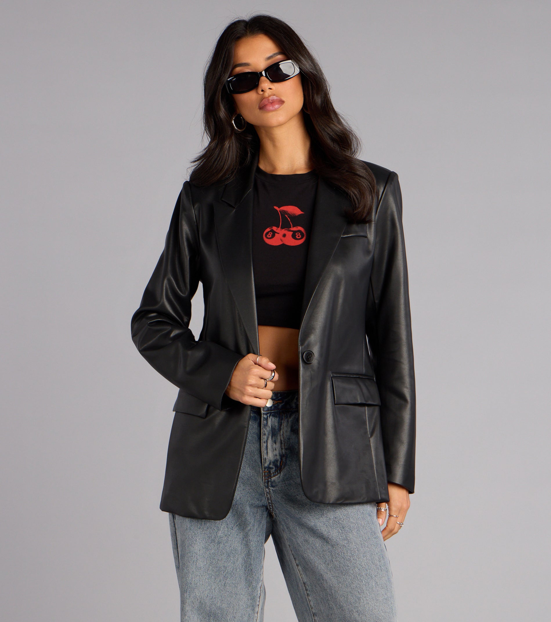 Keep It Trendy Oversized Faux Leather Blazer