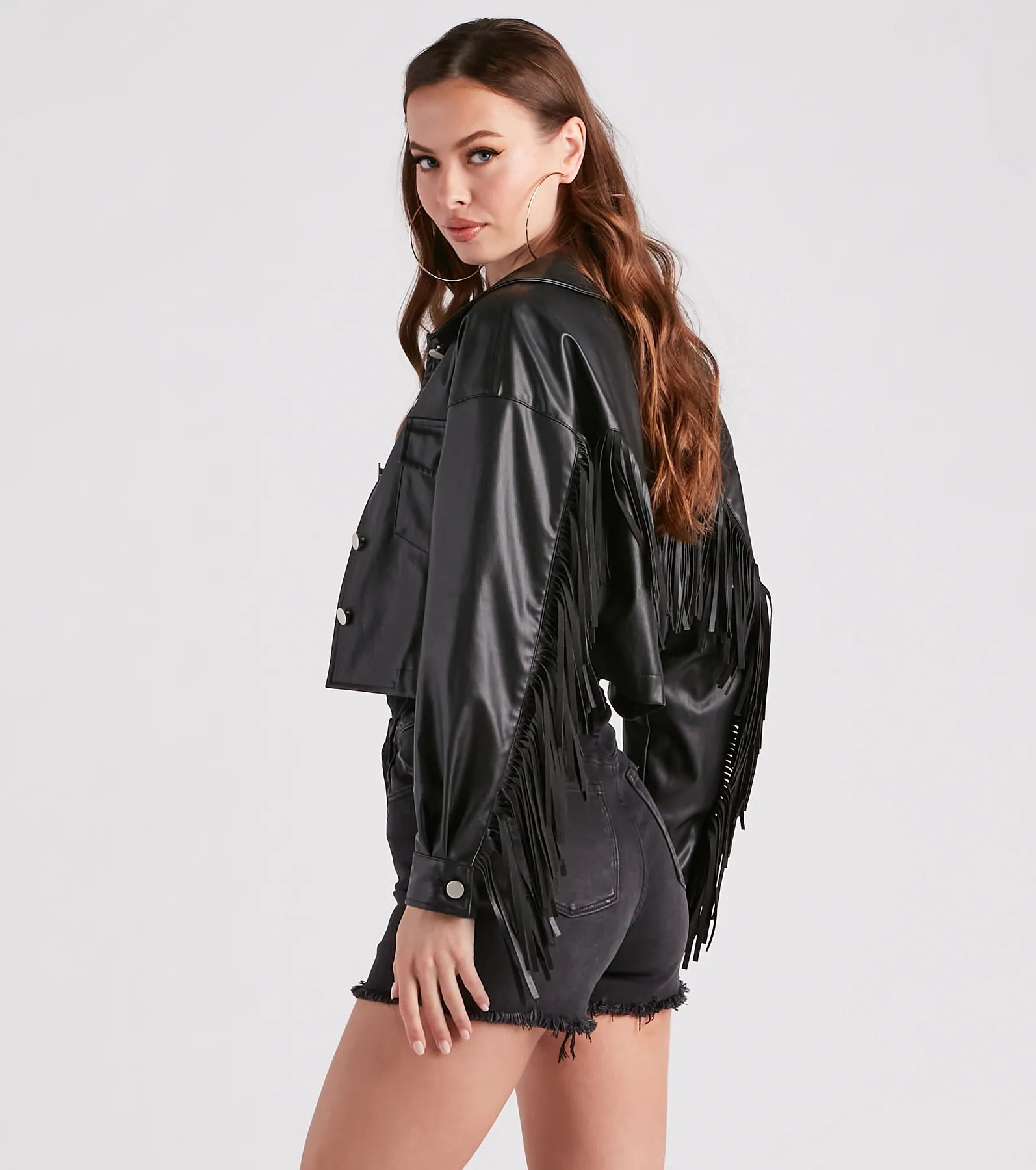 Wild Retro Faux Leather Fringe Jacket