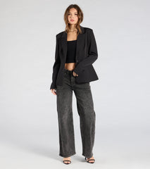 Miss Always On Time Collared Woven Blazer