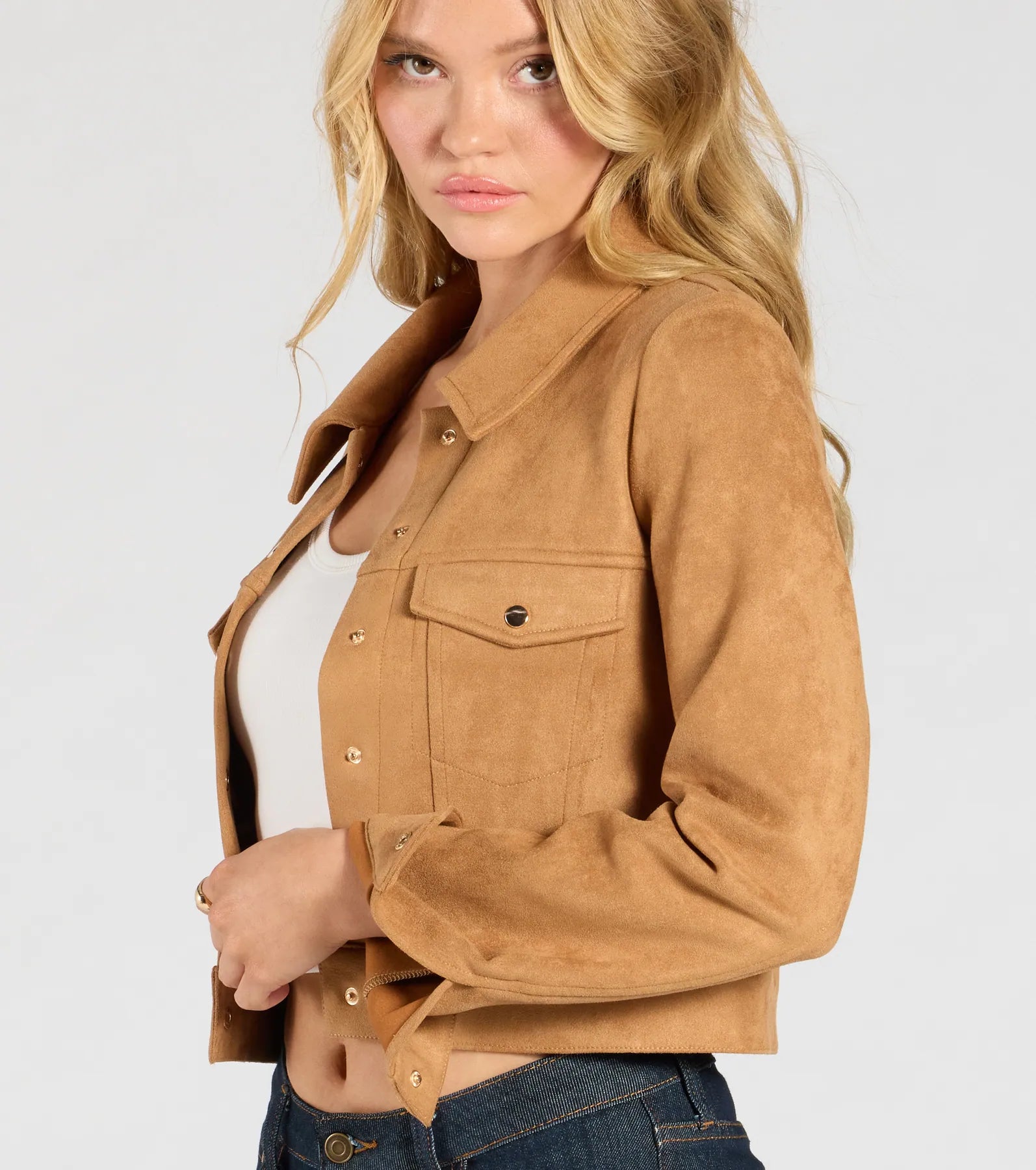 Ready To Go Faux Suede Crop Jacket