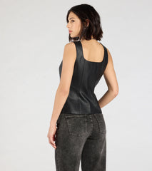 Fashionable Edge Button Down Faux Leather Vest