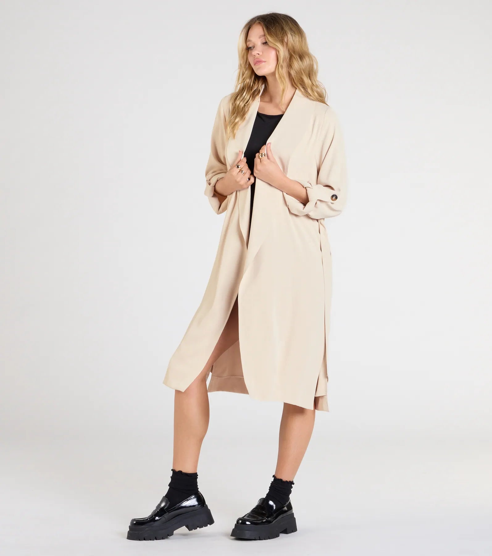 Stylish Season Belted Duster Trench Coat