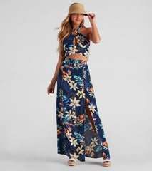 Cancun Vacay Tropical Slit Maxi Skirt