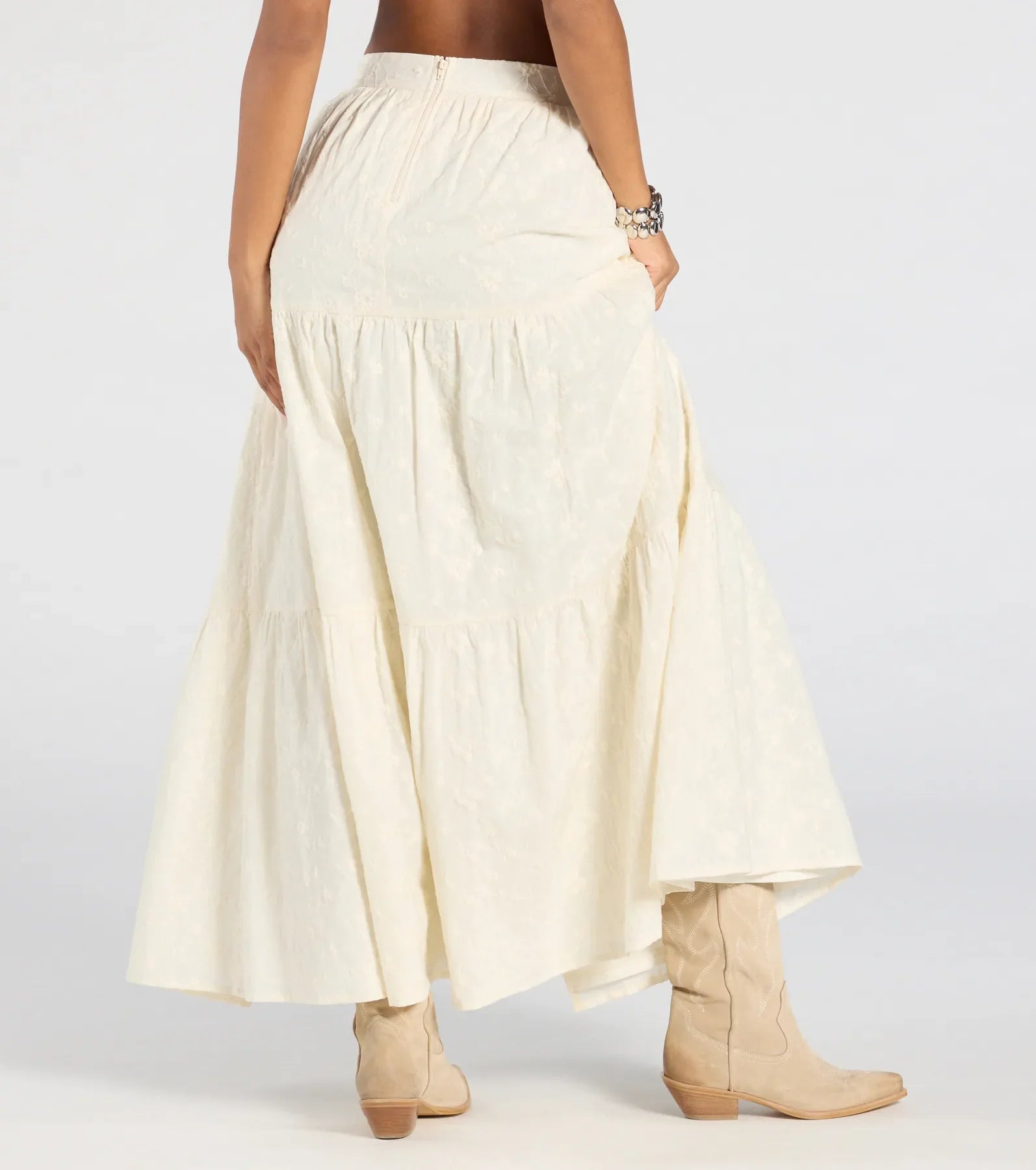 Free Spirit High-Rise Embroidered Slit Maxi Skirt
