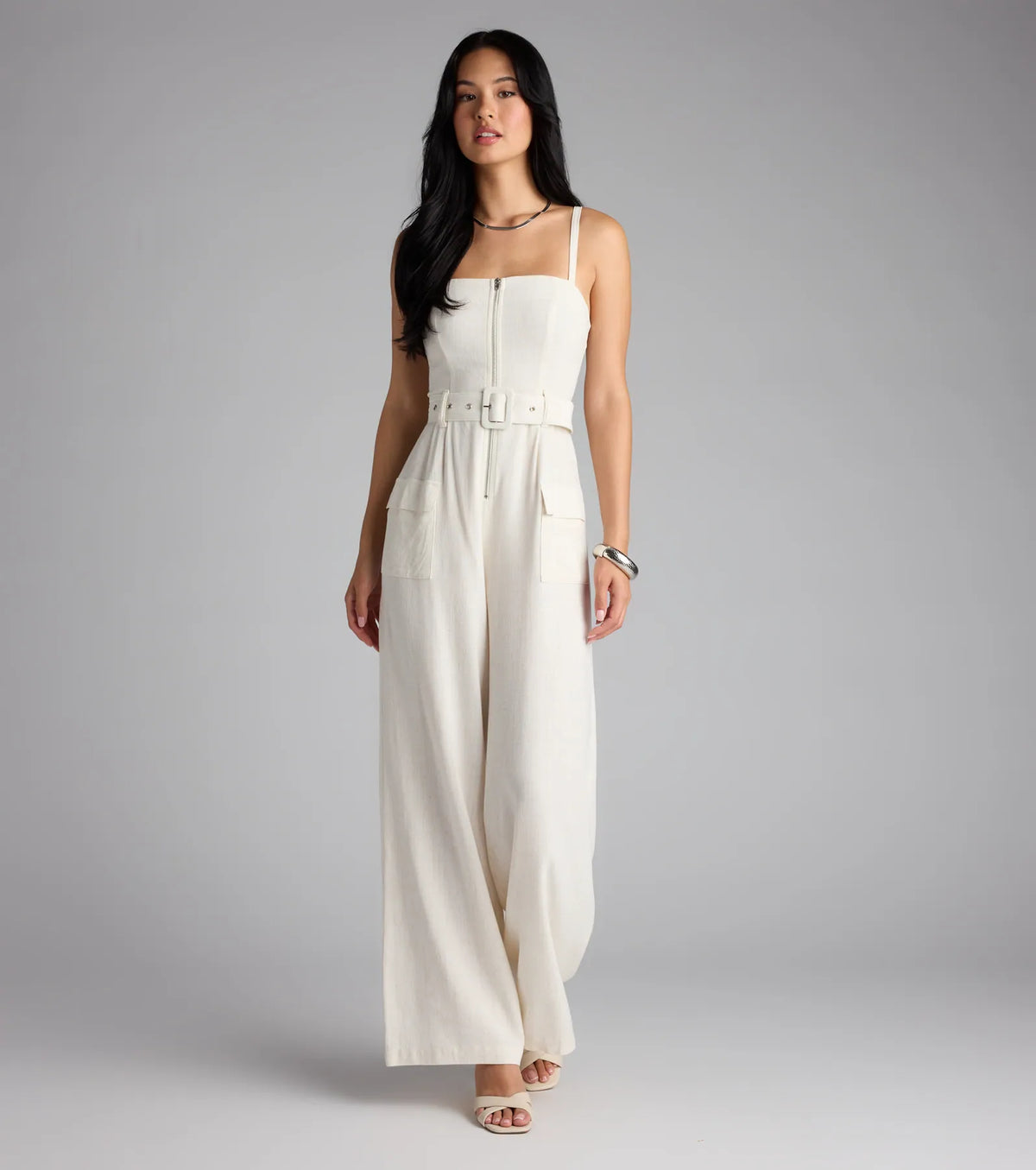 Stylish In The Sunshine Linen Cargo Jumpsuit