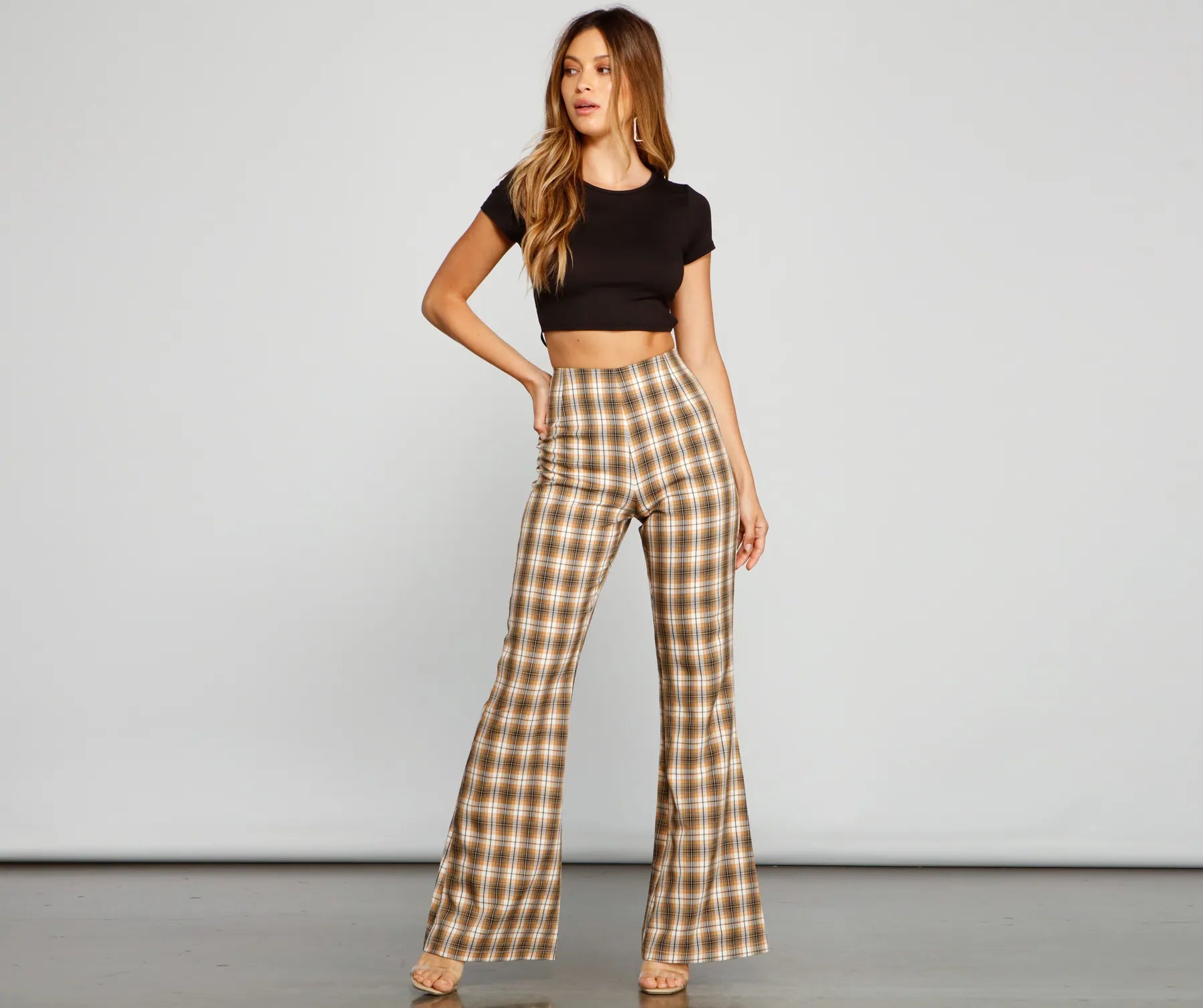 Bring The Flare Plaid Pants