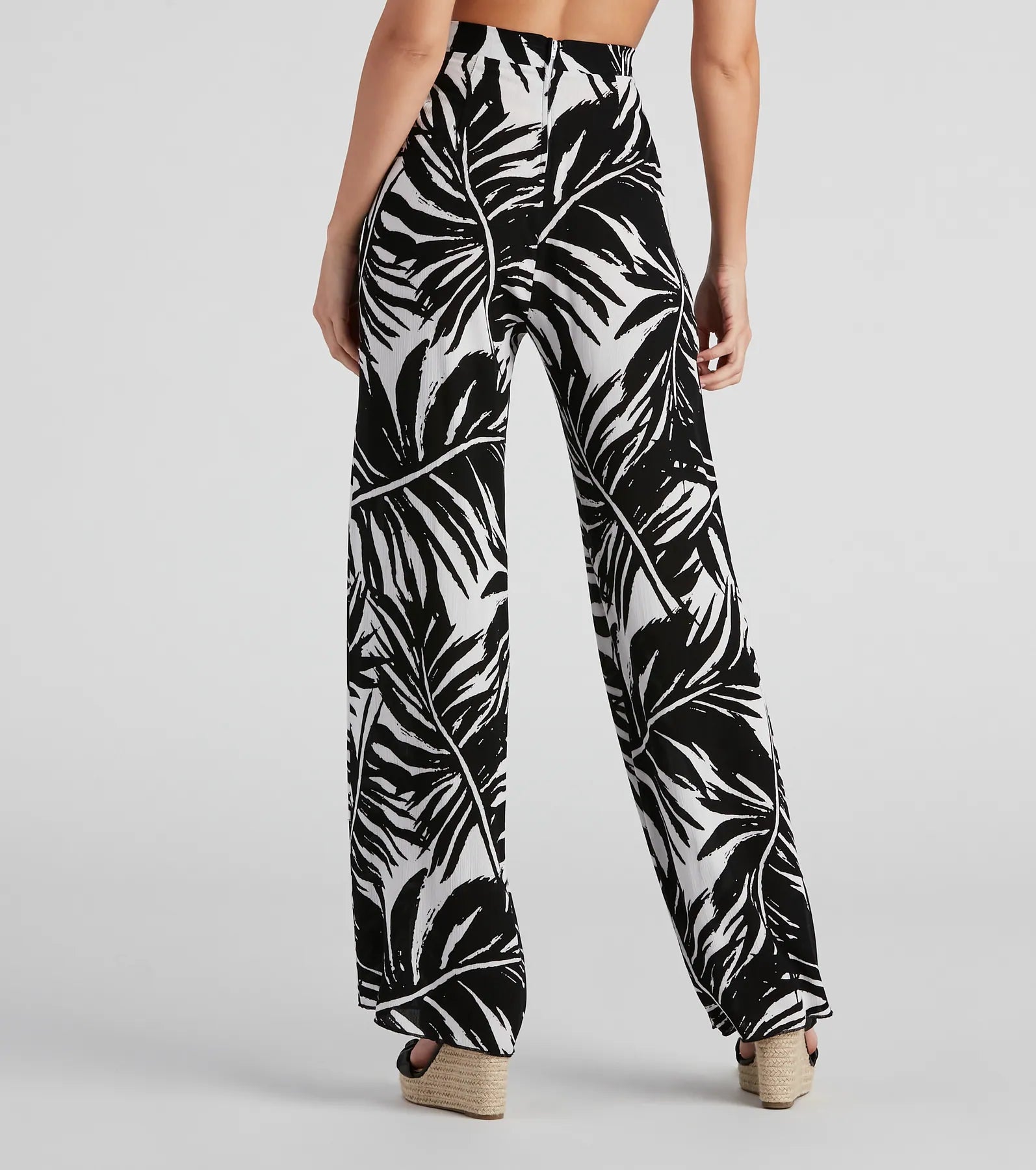 Sandy Beaches Palm Wide-Leg Pants