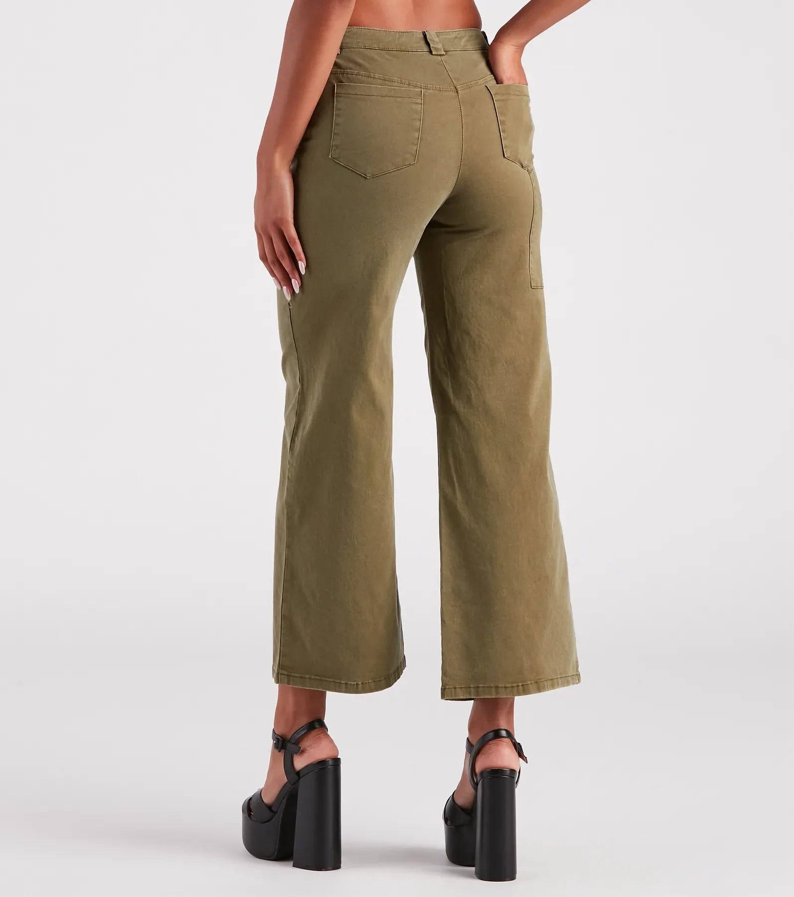 On A Curve Asymmetrical Waist Wide-Leg Pants
