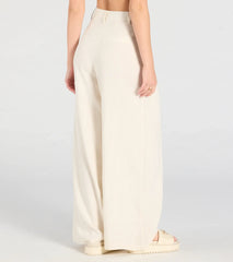 Beachy Chic Wide-Leg Trouser Pants With Linen