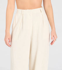 Beachy Chic Wide-Leg Trouser Pants With Linen