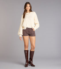 Autumn Stroll Striped Corduroy Shorts