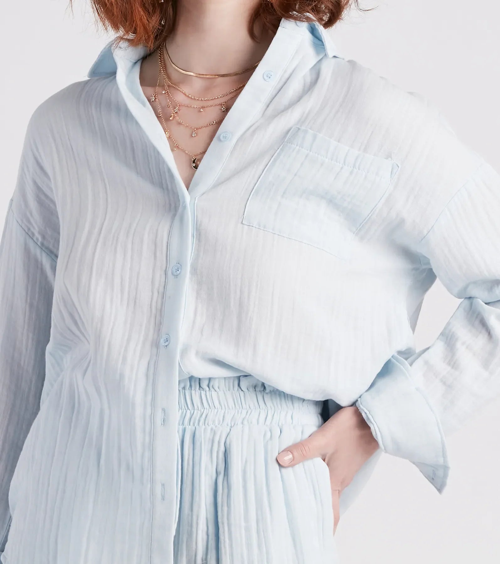 Coastal Cute Linen Top And Shorts Set