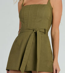 Weekend Chic Linen Tie-Front Corset Romper