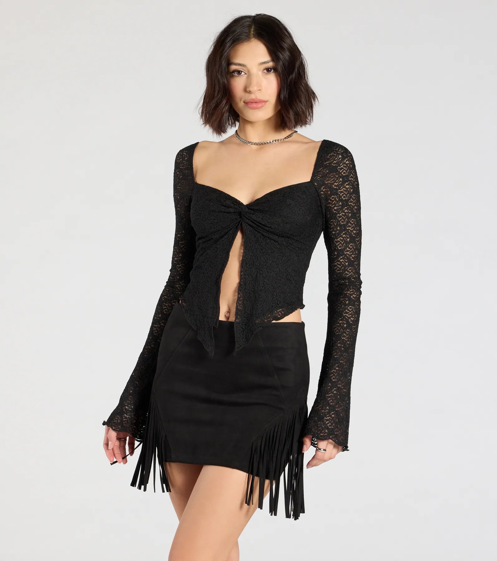 Fringe Attitude Faux Suede Mini Skirt