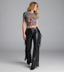 Spicing Things Up Mid-Rise Flare Fringe Pants