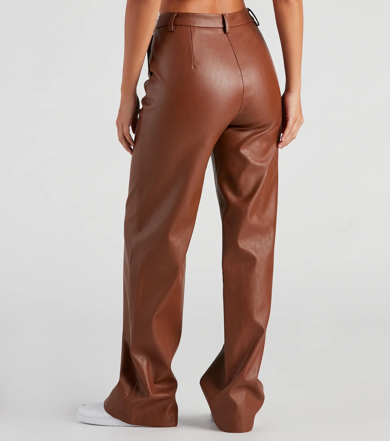 Sleek Faux Leather Straight-Leg Pants