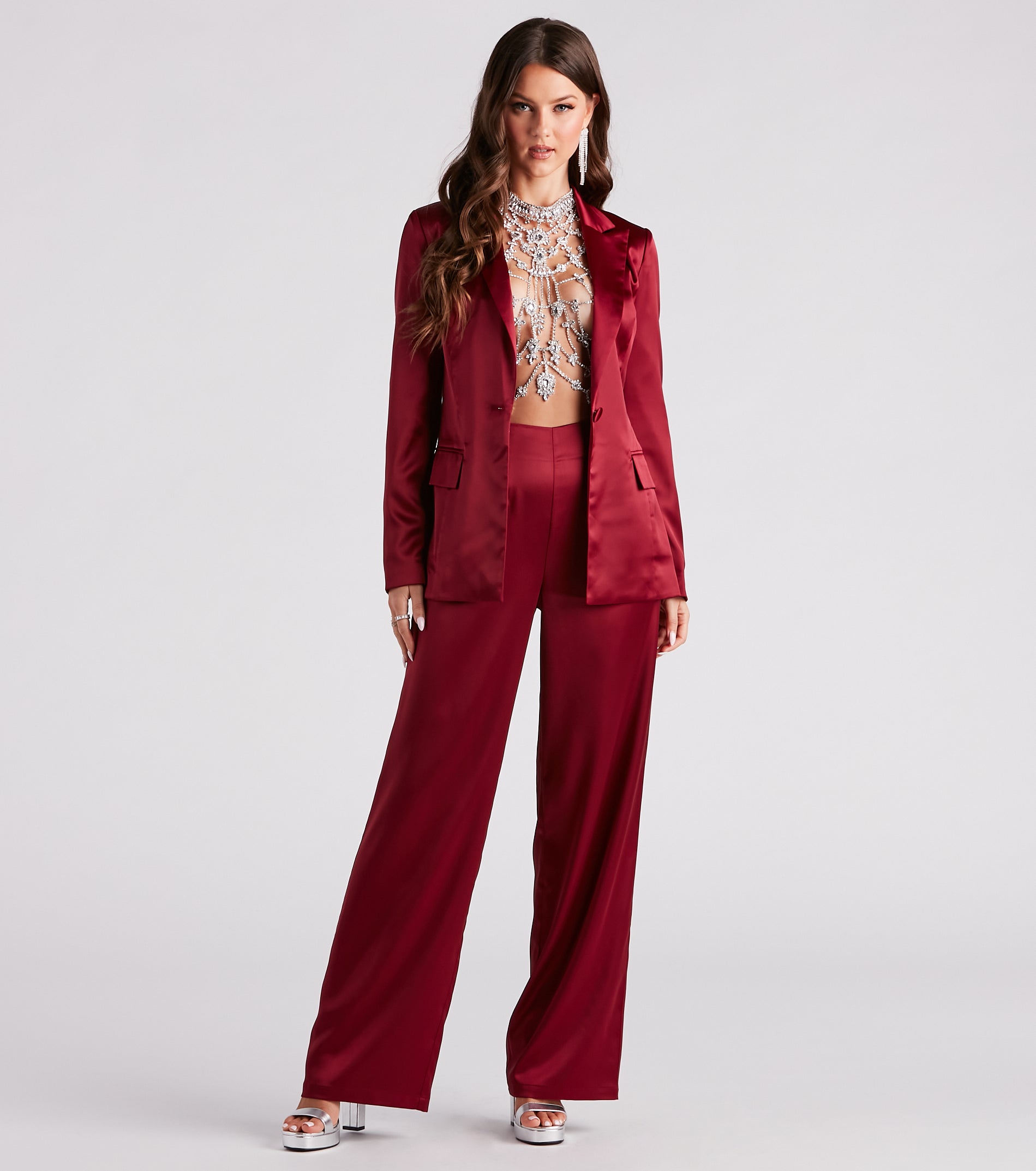 Elevated Details Sleek Satin Trouser Pants
