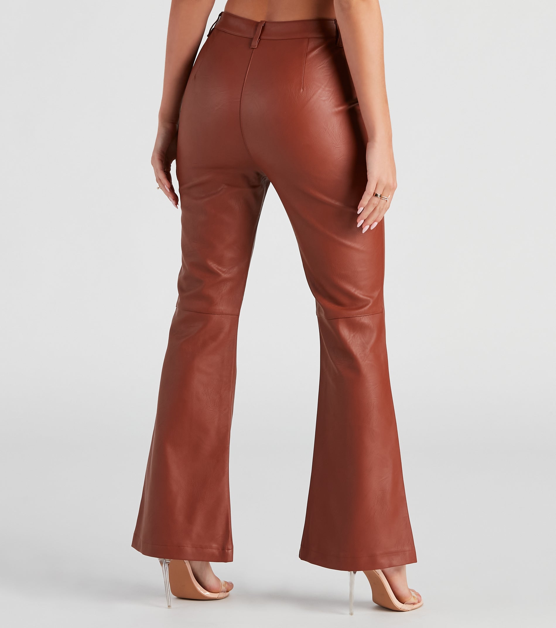 Modern Sixties Babe PU Flare Pants