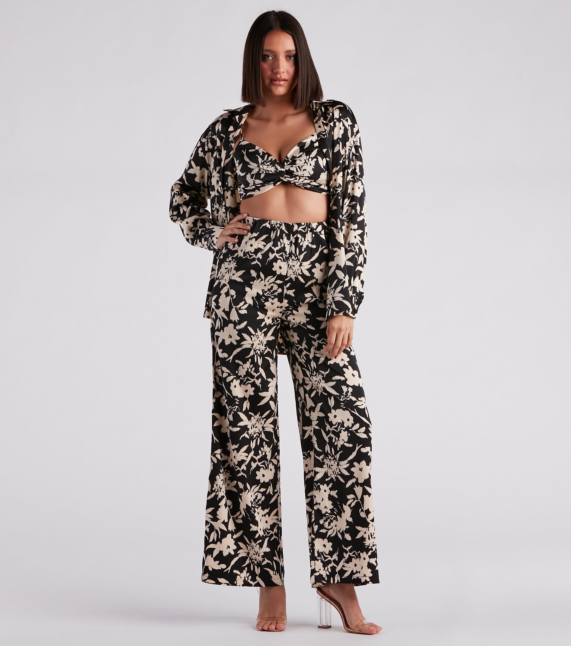 Major Muse Floral Satin Pants