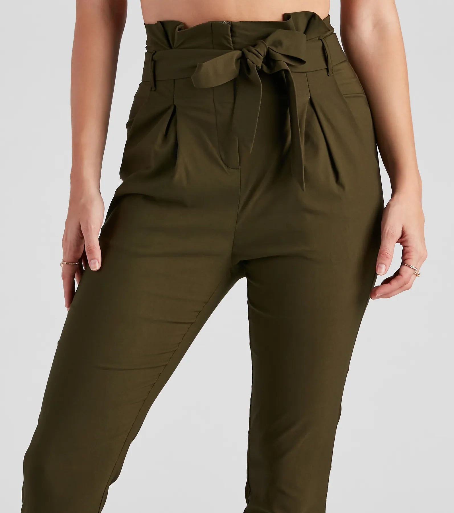 High Waist Paperbag Skinny Dress Pants