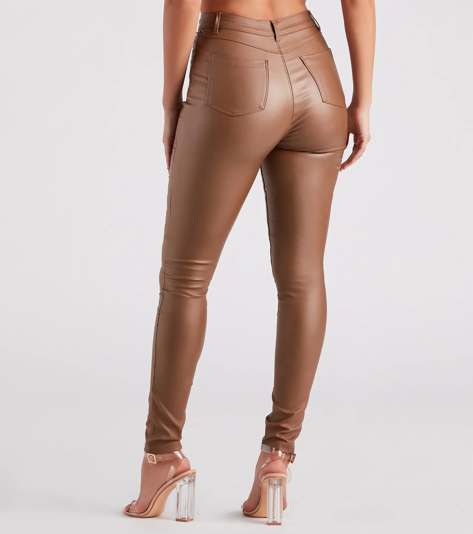 High-Rise Coated Skinny Pants