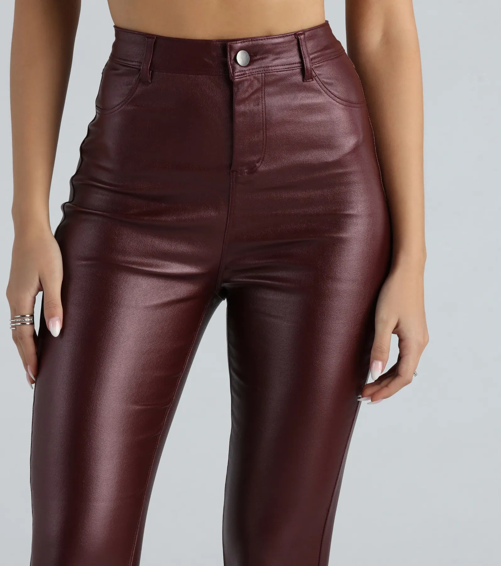 High-Rise Coated Skinny Pants