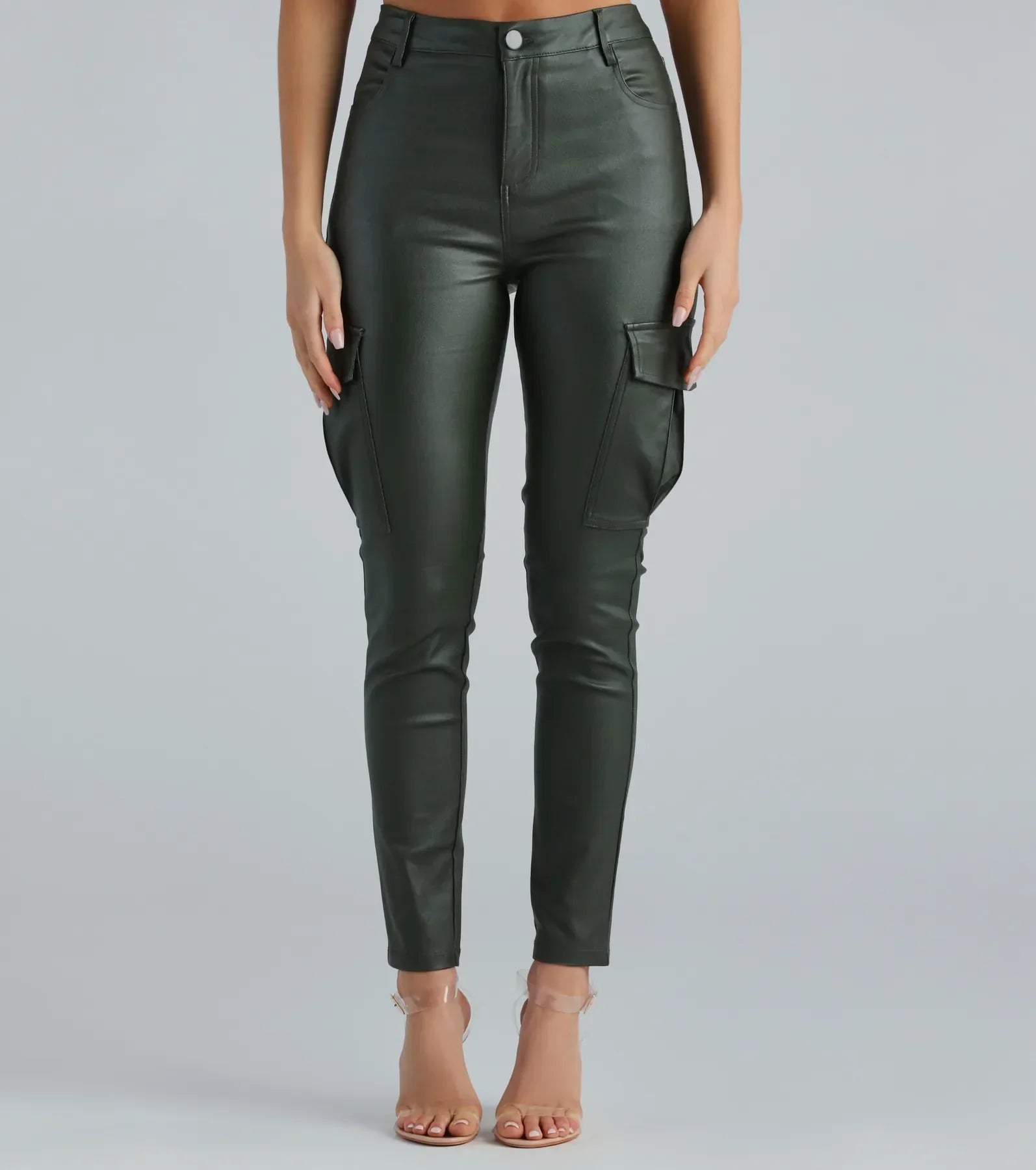 Casually Elevated Faux Leather Cargo Pants