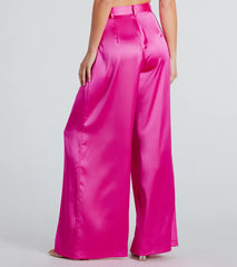 Power Vibe Satin Wide-Leg Trouser Pants