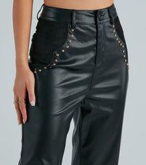 Western Flair Studded Faux Leather Pants