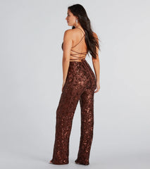 Radiate In Sequins Lace-Up Jumpsuit