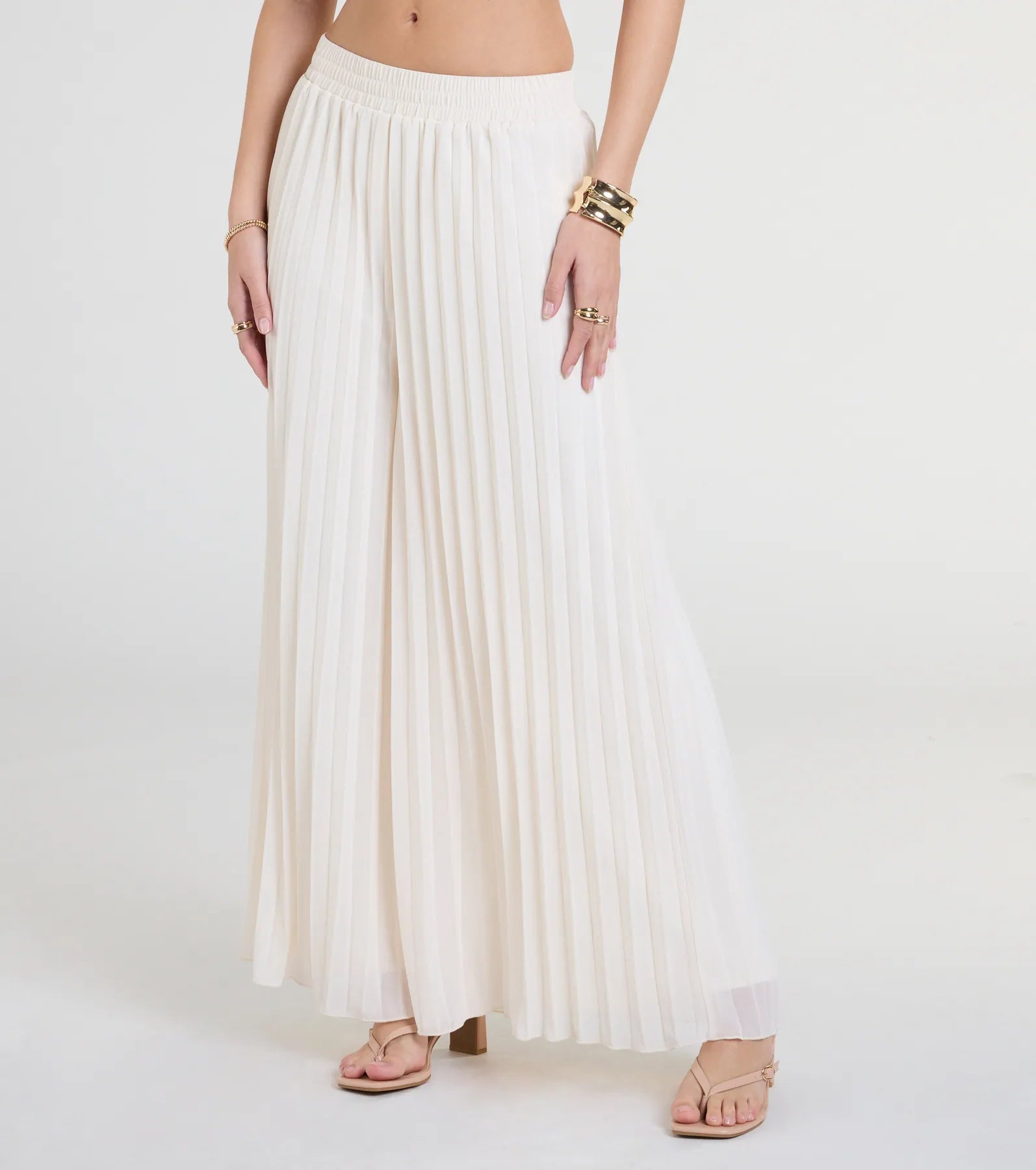 Pretty Pleats High-Rise Chiffon Palazzo Pants