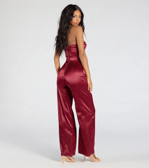 Late Nights Cutout Satin Wide-Leg Jumpsuit