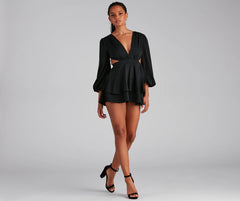 Out Of Town Lace-Up Chiffon Romper