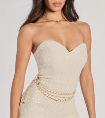 Polished Darling Tweed Sequin Belted Romper