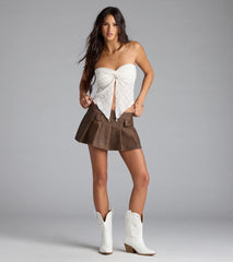 Around The City Mid-Rise Pleated Skort