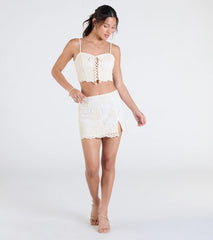 Boho Muse Lace Embroidered Mini Skirt