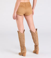 Sweet Beginnings Lace-Up Faux Suede Hot Shorts