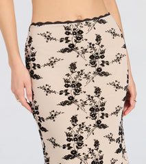Flirt Alert Flocked Floral Mesh Maxi Skirt