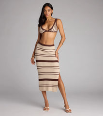 Summer Crush Striped Crochet Midi Skirt
