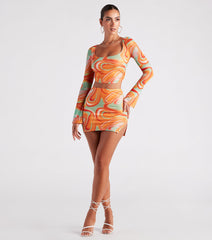 Funky Fresh Swirl Mesh Mini Skirt