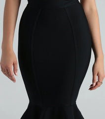 Lips Are Sealed Bandage Ruffle Midi Skirt