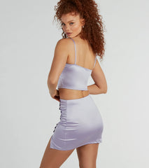 Flirty Arrival Floral Trim Knit Mini Skirt